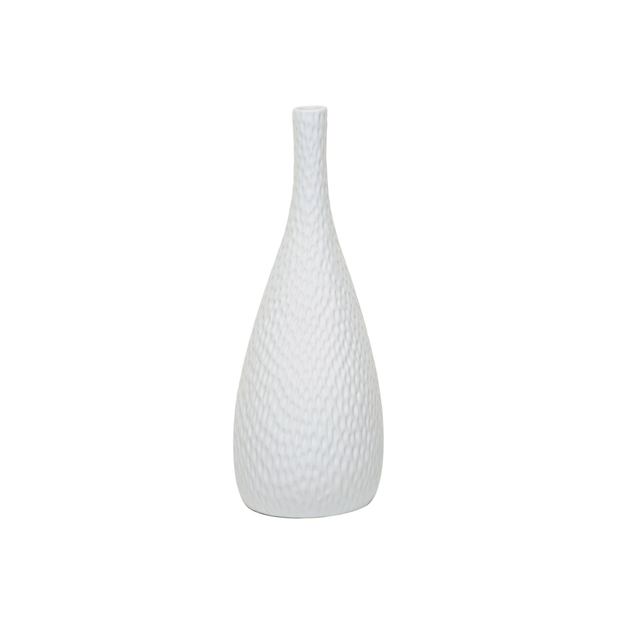 Hello Honey® 12.5" White Debossed Stoneware Bisque Table Lamp with Inline Switch